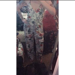 White floral jumpsuit NWOT